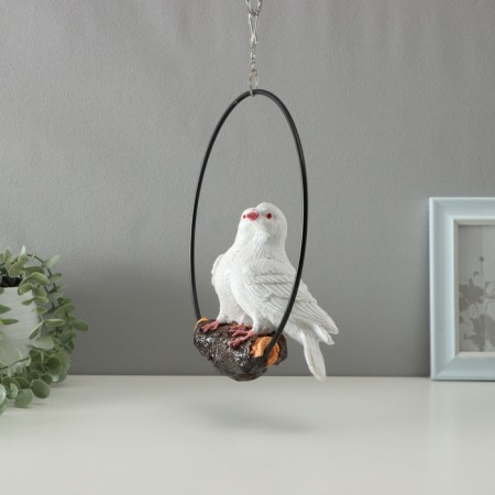 Suspended decor "pair of pigeons" 24x24x26cm-2