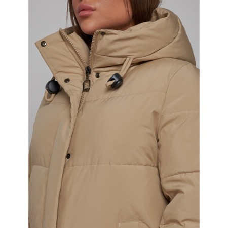 Coat insulated winter female, size 50, color light brown-11