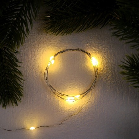 Garland "thread" 1 m dew, ip20, silver thread, 10 LED, glow warm white, 3 modes, AG13x3