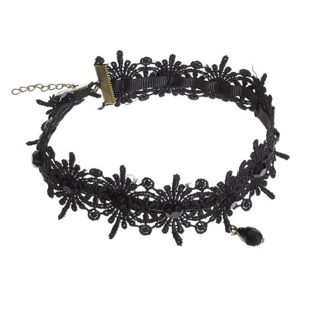 Choker "Alexandria" lace, drop, black color, length 30cm-2