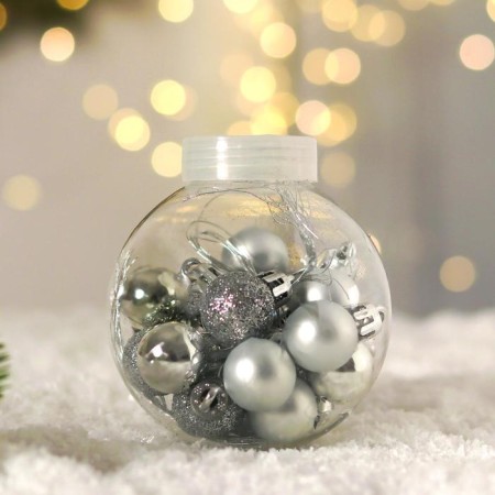 Set of balls plastic D-2 cm, 18 pcs "Nebilia" silver-1