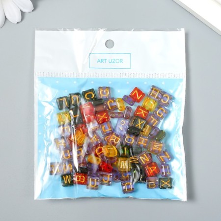 Beads for creativity plastic "Golden English letters" Transparent set 20 grams 0.4x0.8x0.8 cm 923357-3