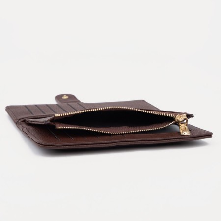 Women's wallet on the button, brown color-4