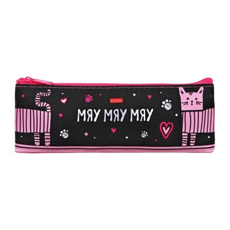 Penal is soft, 1 department 75 x 195 mm, flat, Hatber "mustachioed-striped" black/pink npk_64199-1