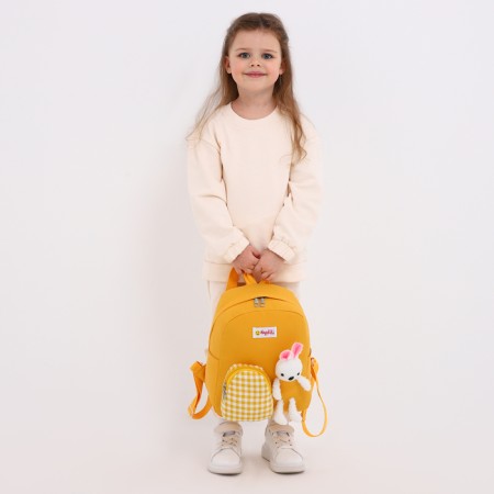 Baby backpack on lightning, 3 outer pockets, yellow color-3