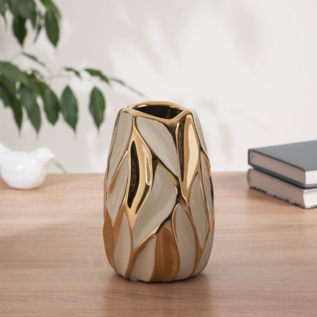 VAZ Coramics Table "Axel" 18x9.5 cm, white-golden