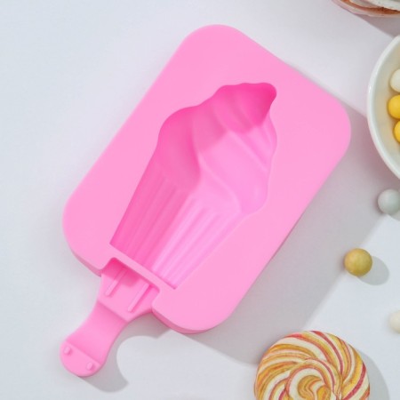 Form for ice cream of the Dilan "Capcake", silicone, 14 × 7.5 × 2.5 cm, pink color-1