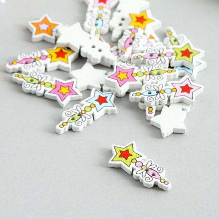 Buttons wood for the creativity of the 2 -grade "Magic Star" set of 20pcs 2.4x1.2x0.2 cm mix-1
