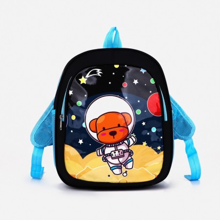 Baby backpack on lightning, 3 outer pockets, black/blue color-5