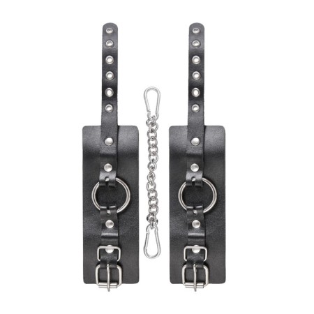 Handcuffs Pecado BDSM, from thick leather with eyelets, genuine leather, black-3