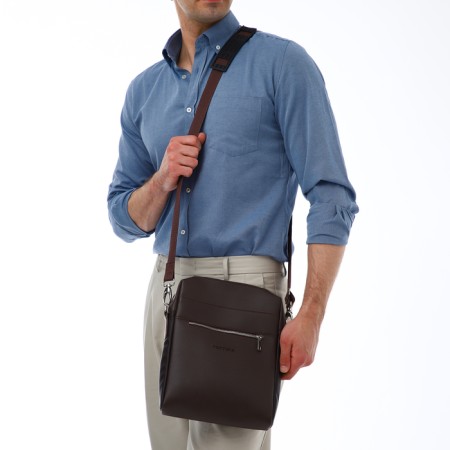 Men's bag over the shoulder, Textura, artificial leather, brown color-10