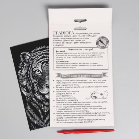 Engraving "tiger" with a metallic effect "silver" A5-4