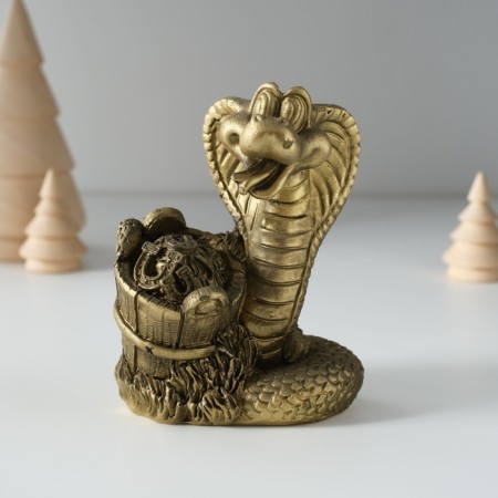 Piglite Polystone "Snake with a tub" Bronze 7x6x10 cm