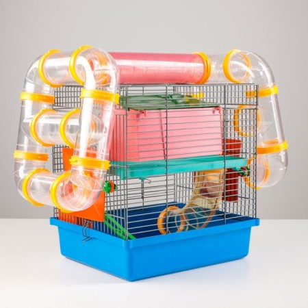 Mini cage for rodents, two -tier, with a shelf, house and a mix of labyrinths-14