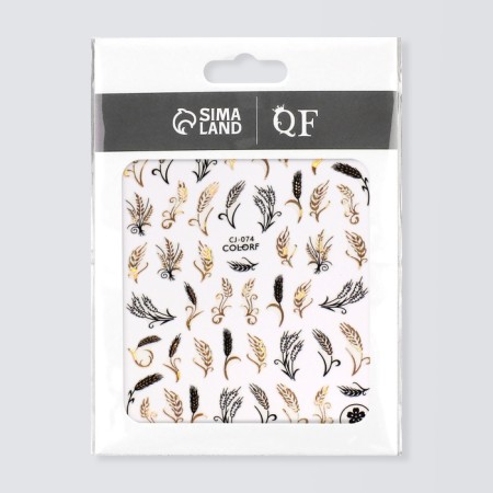 Nail stickers 10.2*8cm of ears CJ-074 Gold/black substrate QF-1