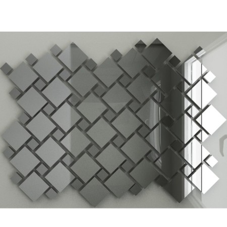 Silver mirror mosaics (70%) + “graphite” (30%) with chip 25x25 mm and 12x12 mm