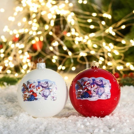 New Year's ball "Santa Claus Walking" mix D-8 cm, mix