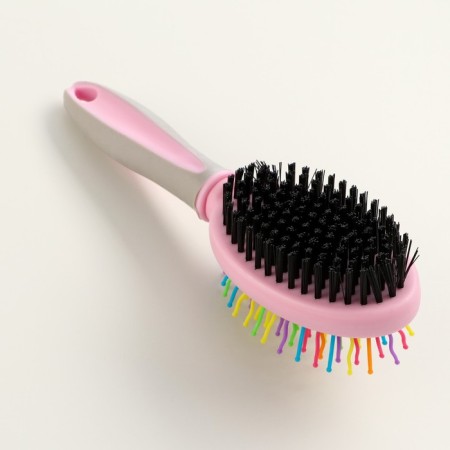 Bilateral brush - comb with wavy teeth, middle, 6 x 19 cm, pink-1