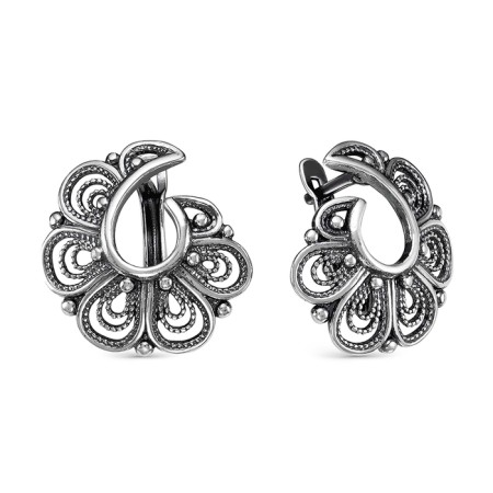 Earrings "Fan", echoing with oxidation
