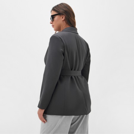 Women's jacket with a belt MIST PLUS-SIZE, r.58, gray-2