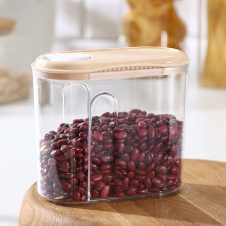 Capacity for bulk products, 1 liter with a dispenser, color mix
