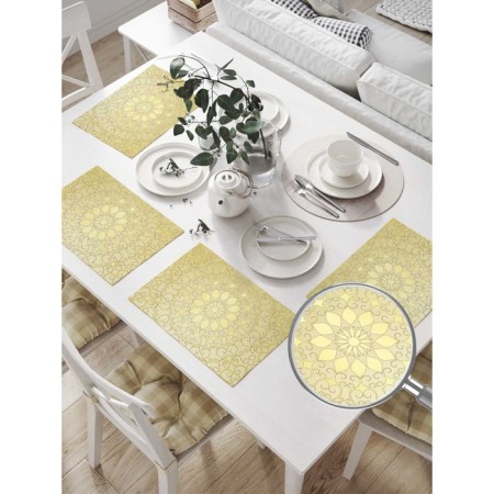 A set of napkins for setting the table "Monotonous flower pattern", rectangular, size 32x46 cm, 4 pcs-1