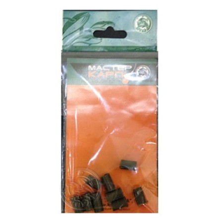 Carp tackle sleeve, silicone, bag, 10 pcs, green color