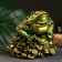 Piggy bank "Toad on money" Green with gilding, 15x15x15cm