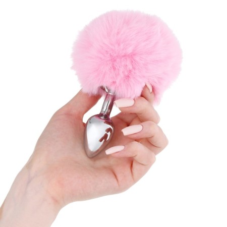 Anal traffic jam with a fluff of the oksa, silver sleeve 28 mm, tail 90 mm, pink-2
