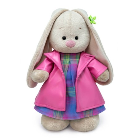 Soft toy "Bunny Mi", in an eco -leather coat, 25 cm