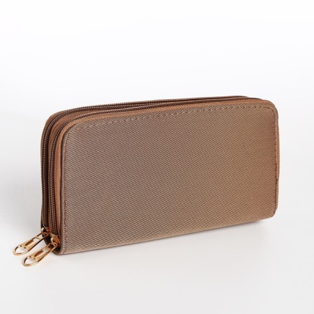 Women's wallet on zippers, dark beige color