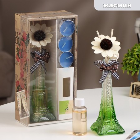 Set of gift "Paris" (diffuser and candles) jasmine, "richly aroma"-6