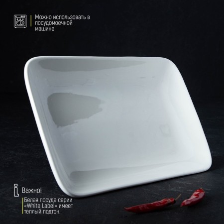 Porcelain rectangular shade of White Label, 24.5 × 15.5 cm, white color-2