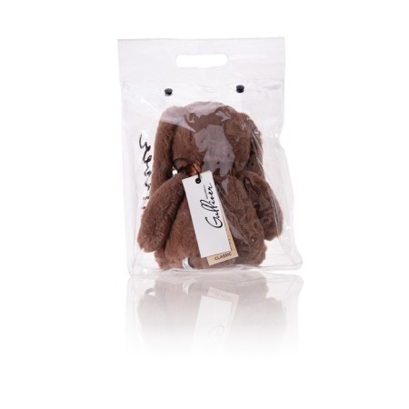 Soft toy Gulliver Bunny "Mokko" with a bow, coffee color, 25 cm-4