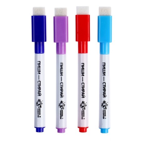 Markers with a magnet, colored, water -based, set 4 pcs.