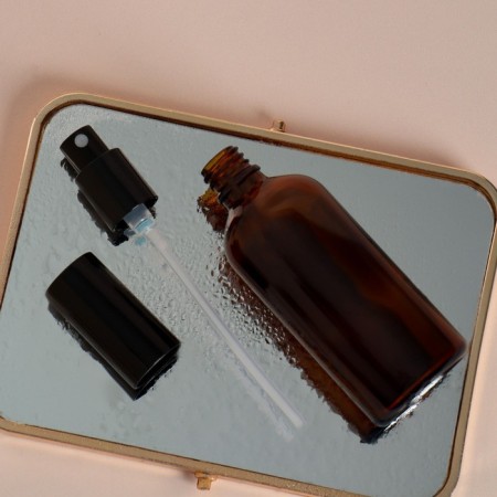 Glass bottle for perfume, with a spray, 100 ml, brown/black color-4