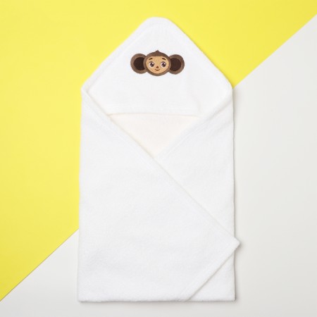 Tainted towel with a corner "Cheburashka" 75*75 cm, cotton 100%