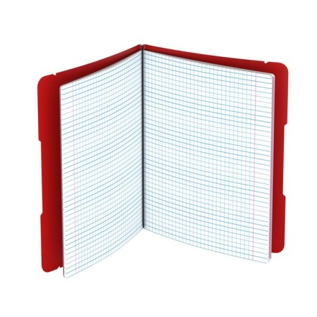 Notebook A5+, 48 sheets in the Erichkrause "Folderbook", removable plastic cover, elastic bands, offset unit, white 100%, red-2