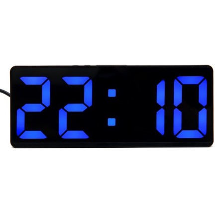 Electronic desktop watches: alarm clock, thermometer, calendar, USB, 15x6.3 cm, blue numbers-1