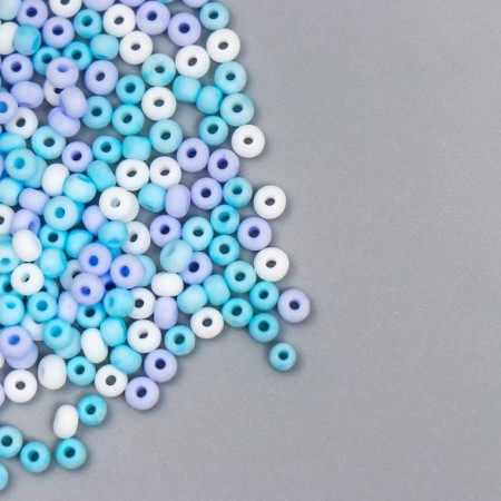 Glass 8/0 "Marshmallow. Matte. Melange. Blue" 10 g-1