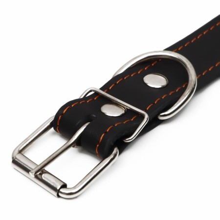 Leather collar on synthetic winterizer, dimensionless, 71 x 3.5 cm, Osh 29-62 cm, black-4