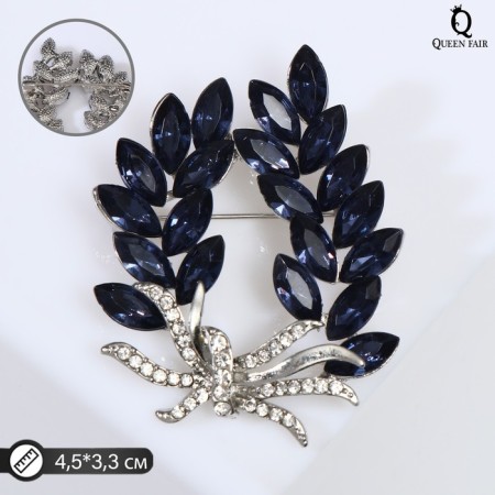 Brooch "Wreath" Kolos, blue color in silver