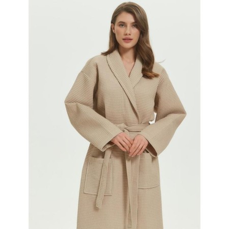 Unisex bathrobe Pamira, size XXXL, beige color-14