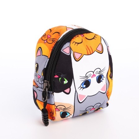 School backpack of textiles on a zipper, 4 pockets, wallet, gray/orange color-8