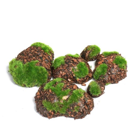 Artificial “Stones” moss, with bark, set 6 pcs., Greengo-9