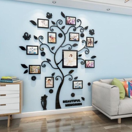 Interior stickers with photo frames "Memories", decor on the wall, panel 190 x 156 cm