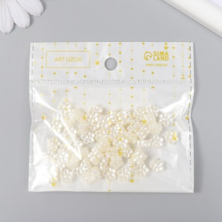 Beads for creativity plastic "Pearls of micro flowers" set 60 pcs 0.5x0.9x0.9 cm-2