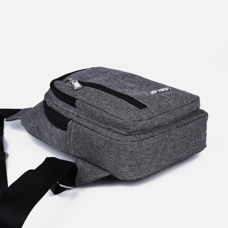 Male sling bag from textiles, gray color-6