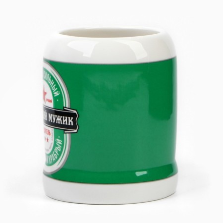 Ceramic beer mug "Real man", 600 ml, white color-2
