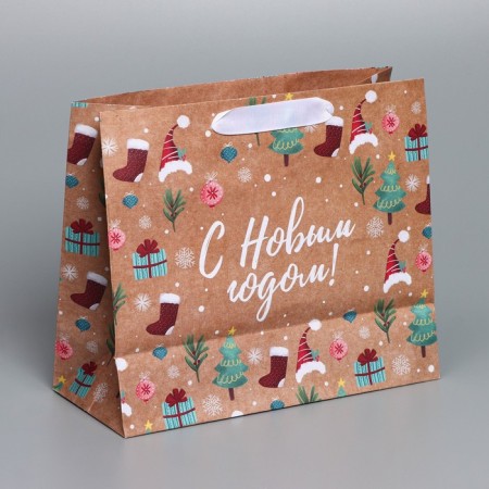 Craft horizontal package "New Year's gifts", ML 27 x 23 x 11.5 cm, New Year-3
